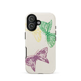 Pink Yellow & Green Butterflies - Kamisaka Sekka Phone Case Iphone 17 / Matte Iphone 12 Case Butterfly Design White Background