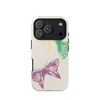 Pink Yellow & Green Butterflies - Kamisaka Sekka Phone Case Iphone 17 Pro / Matte Iphone 12 Pro Max Case Butterfly Design White Kamisaka