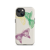 Pink Yellow & Green Butterflies - Kamisaka Sekka Phone Case Iphone 13 / Matte Butterfly-patterned Phone Case Kamisaka Sekka’s Butterflies,
