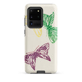 Pink Yellow & Green Butterflies - Kamisaka Sekka Phone Case Samsung Galaxy S20 Ultra / Matte Cream-colored Phone Case Hand-drawn