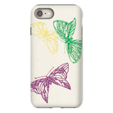 Pink Yellow & Green Butterflies - Kamisaka Sekka Phone Case Iphone 8 / Matte Phone Case Sketched Butterflies Yellow Green Purple Kamisaka