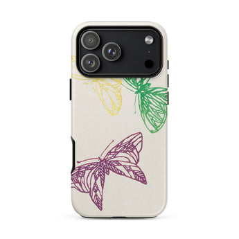 Pink Yellow & Green Butterflies - Kamisaka Sekka Phone Case Iphone 17 Pro Max / Matte White Butterfly Phone Case Colorful Butterflies