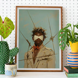 Pinpoint - Queer Black Outlaw Dandy Art Print / Canvas Framed Portrait Blindfolded Person, Prints