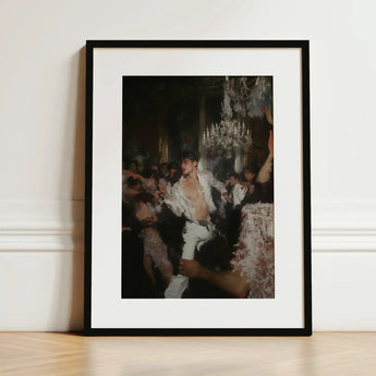 Piqued - Gay Rave Aristocracy Art Print / Canvas Black-framed Dramatic Oil-painted Scene Shirtless Man, Prints