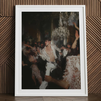Piqued - Gay Rave Aristocracy Art Print / Canvas White Framed Man Elegant Partially Unbuttoned, Prints