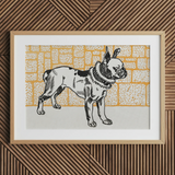 Pitbull - Moriz Jung stampa artistica / tela con illustrazione vintage di cane, 24x16’’ / 61x41cm / Cornice naturale / Passe-partout, Poster Stampe & Visual