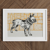 Pitbull - Moriz Jung stampa artistica / tela con illustrazione vintage di cane, 24x16’’ / 61x41cm / Cornice bianca / Passe-partout, Poster Stampe & Visual