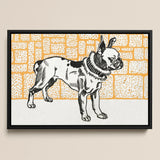 Pitbull - Moriz Jung Vintage Dog Illustration Art Print / Canvas, 18x12’’ / 46x31cm / Black Frame, Posters Prints & Visual Artwork, Toby