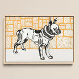 Pitbull - Moriz Jung Vintage Dog Illustration Art Print / Canvas, 18x12’’ / 46x31cm / Natural Frame, Posters Prints & Visual Artwork, Toby