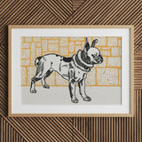Pitbull - Moriz Jung Vintage Dog Illustration Art Print / Canvas Framed Black-and-white French Bulldog Bold Linework Set, Jung’s Terrier,