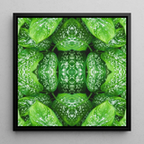 Pitter Splatter - Tropical Leaf Op Art Print / Canvas, 12x12’’ / 31x31cm / Black Frame, Posters Prints & Visual Artwork, Toby Leon