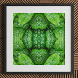 Pitter Splatter - Tropical Leaf Op Art Print / Canvas Framed Botanical Symmetrical Kaleidoscopic Pattern Vibrant Green, Prints
