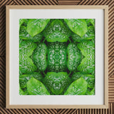 Pitter Splatter - Tropical Leaf Op Art Print / Canvas Framed Botanical Symmetrical Kaleidoscopic Pattern Vibrant Green, Prints