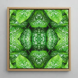 Pitter Splatter - Tropical Leaf Op Art Print / Canvas Square-framed Artwork Vibrant Green Pattern White Speckles, Prints