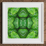 Pitter Splatter - Tropical Leaf Op Art Print / Canvas White-framed Artwork Symmetrical Kaleidoscopic Pattern Vibrant Green Leaves, Prints