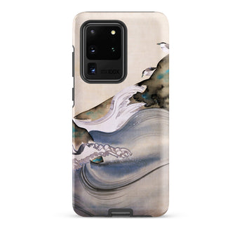 Plovers Rocks and Waves - Suzuki Kiitsu Phone Case Samsung Galaxy S20 Ultra / Matte Sleek Protective Phone Case Stylized Watercolor Design