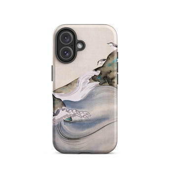 Plovers Rocks and Waves - Suzuki Kiitsu Phone Case Iphone 16 / Matte Watercolor-design Phone Case Suzuki Kiitsu Iphone, Ink-laced Curls,