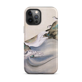 Plovers Rocks and Waves - Suzuki Kiitsu Phone Case Iphone 12 Pro Max / Matte Watercolor-painted Phone Case Suzuki Kiitsu Iphone, Ink-laced