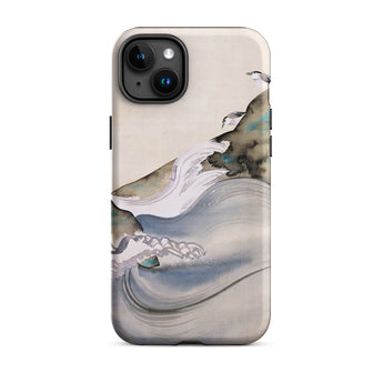 Plovers Rocks and Waves - Suzuki Kiitsu Phone Case Iphone 15 Plus / Matte Watercolor-style Phone Case Suzuki Kiitsu Iphone, Ink-laced