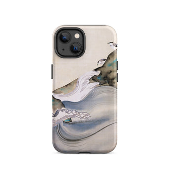 Plovers Rocks and Waves - Suzuki Kiitsu Phone Case Iphone 14 / Matte Watercolor-style Phone Case Suzuki Kiitsu Iphone, Ink-laced Curls,