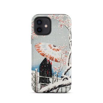 Plum Tree in Snow - Hiroaki Takahashi Shin-hanga Phone Case Iphone 12 / Matte Phone Case Japanese Art Serene Winter Wonderland, Shin-hanga