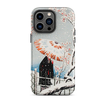 Plum Tree in Snow - Hiroaki Takahashi Shin-hanga Phone Case Iphone 14 Pro Max / Matte Artistic Phone Case Serene Winter Wonderland,