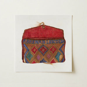 Pocketbook - Norma Lockwood 1930s Fashion Art Print / Canvas Vibrant Handwoven Textile Pouch Red Flap Intricate Geometric Lockwood’s,