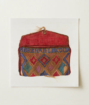 Vibrant Handwoven Textile Pouch Red Flap Intricate Geometric Norma Lockwood’s Fashion, 1930s American Style, Blending Bohemian Flair