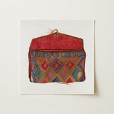Pocketbook - Norma Lockwood 1930s Fashion Art Print / Canvas Vibrant Handwoven Textile Pouch Red Flap Intricate Geometric Norma Lockwood’s