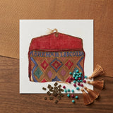 Pocketbook - Norma Lockwood 1930s Fashion Art Print / Canvas Vibrant Red Multicolored Geometric-patterned Fabric Pouch Woven Texture Norma