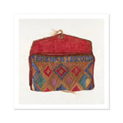 Pocketbook - Norma Lockwood 1930s Fashion Art Print, Decorative Textile Pouch Geometric Diamond Patterns Red Blue