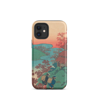 Poem by Sarumaru Dayu - Hokusai Phone Case Iphone 12 Mini / Matte Vibrant Traditional Japanese Woodblock Print Design, Mountains Exhale,