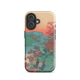 Poem by Sarumaru Dayu - Hokusai Phone Case Iphone 16 / Gloss Phone Case Traditional Japanese Woodblock Print Design Two Hokusai Iphone