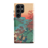 Poem by Sarumaru Dayu - Hokusai Phone Case Samsung Galaxy S23 Ultra / Gloss Phone Case Vintage Japanese Woodblock Print Design Two Hokusai