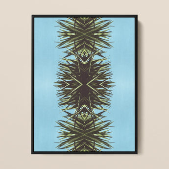 Pointy - Moderner gespiegelter botanischer Blattkunstdruck / Leinwand, 12x16’’ / 31x41cm / Schwarzer Rahmen, Poster, Drucke & visuelle Kunstwerke, Toby Leon