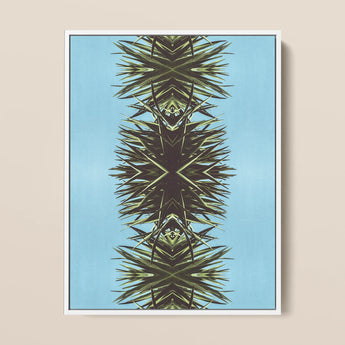 Pointy - Modern Mirrored Botanical Leaf Art Print / Canvas, 12x16’’ / 31x41cm / White Frame, Posters Prints & Visual Artwork, Toby Leon