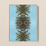 Pointy - Modern Mirrored Botanical Leaf Art Print / Canvas Framed Abstract Artwork Symmetrical Spiky Green Black Pattern, Fractalized