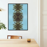 Pointy - Modern Mirrored Botanical Leaf Art Print / Canvas Framed Abstract Botanical Print Symmetrical Geometric Pattern Green Mirrored