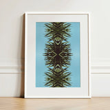 Pointy - Modern Mirrored Botanical Leaf Art Print / Canvas Framed Symmetrical Kaleidoscopic Design Spiky Green, Fractalized Foliage, Prints