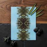 Pointy - Modern Mirrored Botanical Leaf Art Print / Canvas Rectangular Light Blue Art Print Symmetrical Kaleidoscopic Design Mirrored