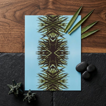Pointy - Modern Mirrored Botanical Leaf Art Print / Canvas Rectangular Light Blue Art Print Symmetrical Kaleidoscopic Design Mirrored