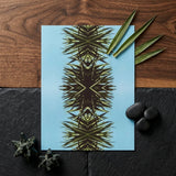 Pointy - Modern Mirrored Botanical Leaf Art Print / Canvas Rectangular Light Blue Symmetrical Kaleidoscopic Design, Fractalized Foliage,