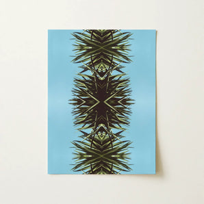 Pointy - Modern Mirrored Botanical Leaf Art Print / Canvas Vertically Oriented Rectangular Symmetrical Kaleidoscopic Design, Fractalized