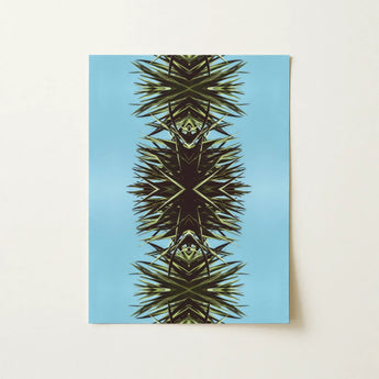 Pointy - Modern Mirrored Botanical Leaf Art Print / Canvas Vertically Oriented Rectangular Art Print Symmetrical Kaleidoscopic Design