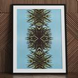 Pointy - Moderner gespiegelter botanischer Blattkunstdruck / Leinwand, 24x32’’ / 61x81cm / Schwarzer Rahmen / Passepartout, Poster, Drucke & visuelle Kunstwerke,