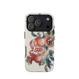 Pomegranate - Kono Bairei Kacho-ga Fruit Phone Case Pomegranate-themed Phone Case White Background Red Green Leaves Kōno Bairei, Bairei’s