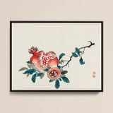 Pomegranate - Kōno Bairei Meiji-era Fruit Art Print / Canvas, 18x12’’ / 46x31cm / Black Frame, Posters Prints & Visual Artwork, Toby Leon