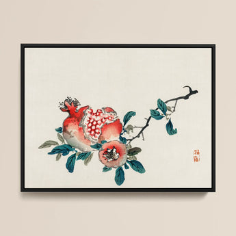 Pomegranate - Kōno Bairei Meiji-era Fruit Art Print / Canvas, 18x12’’ / 46x31cm / Black Frame, Posters Prints & Visual Artwork, Toby Leon