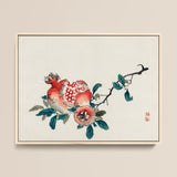 Pomegranate - Kōno Bairei Meiji-era Fruit Art Print / Canvas, 18x12’’ / 46x31cm / Natural Frame, Posters Prints & Visual Artwork, Toby Leon
