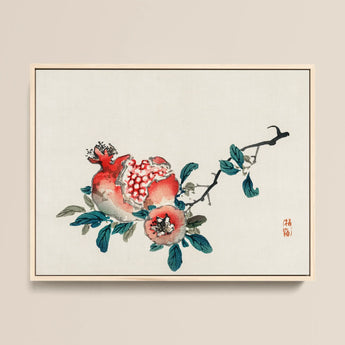 Pomegranate - Kōno Bairei Meiji-era Fruit Art Print / Canvas, 18x12’’ / 46x31cm / Natural Frame, Posters Prints & Visual Artwork, Toby Leon